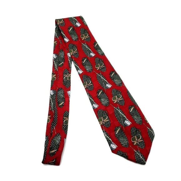 Repp Ltd Silk Tie Red Print Fishing‎ Long Wide - Picture 6 of 6